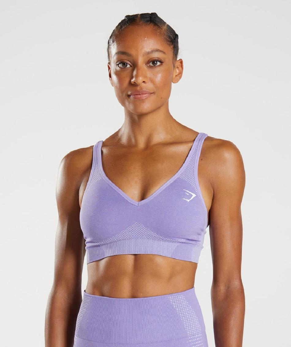 Staniki Sportowe Damskie Gymshark Vital Seamless 2.0 V Neck Fioletowe | PL 2849BEX